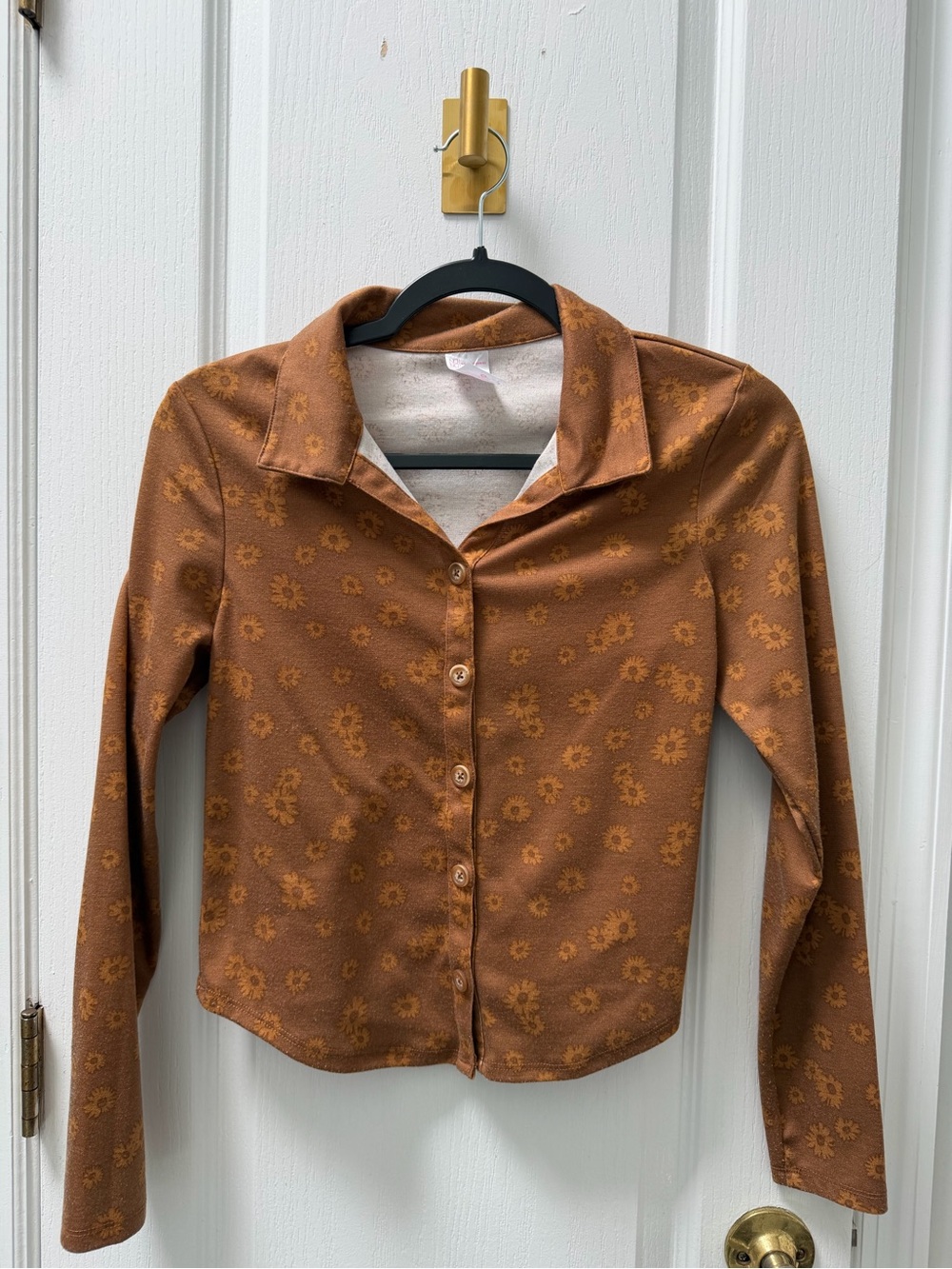 No Boundaries Brown Floral Button-Up Top
